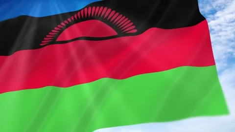 Malawi Flag Seamless Loop 4k 60fps on Sky Background Stock Footage 341675135