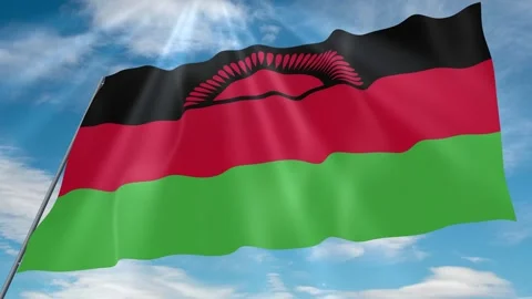 Malawi Flag Seamless Loop 4k 60fps on Sky Background Stock Footage 341760078