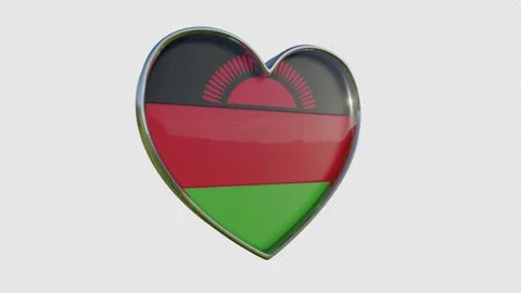 Malawi Flag in the Shape of 3D Heart. Video stock 144601305