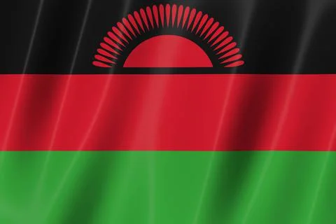 Malawi flag of silk-3D panoramic  illustration Stock Illustration