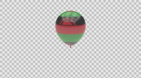 Malawi flag textured balloon rotating Alpha Stock-Footage 61413860