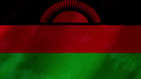 Malawi flag waving background with real fabric texture Stockbeeldmateriaal 291916737
