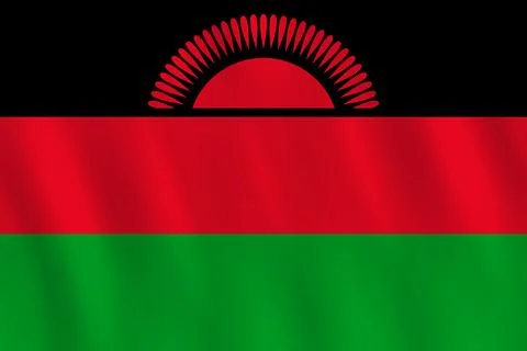 Malawi flag with waving effect, official proportion. Stock-Illustration