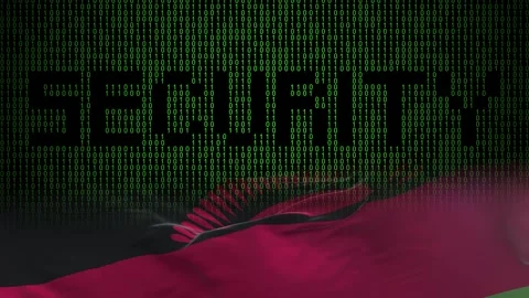 Malawi flag - Waving flag on matrix binary code background Stock Footage 321422401