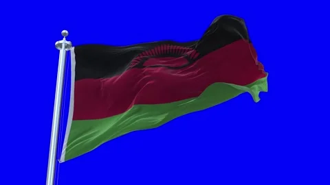 Malawi Flag Waving in Loopable and Textured green screen background Stock Footage 296876949