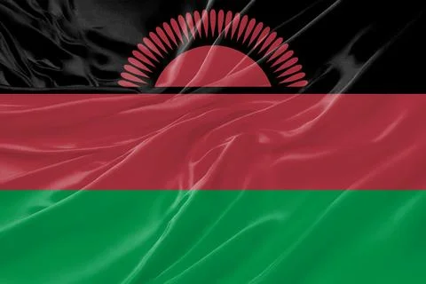 Malawi Flag Waving Textures Silk Background Stock Illustration