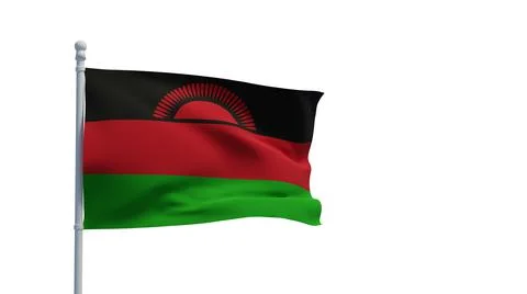 Malawi flag, waving in the wind - 3d rendering illustration Stock Illustration