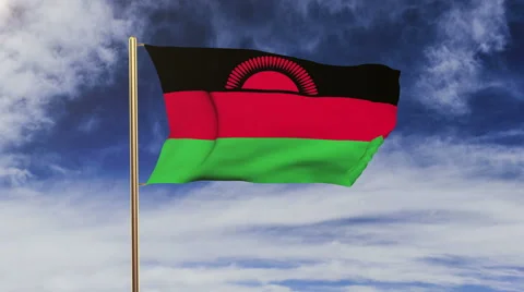 Malawi flag waving in the wind. Green screen, alpha matte. Loopable animation Stock Footage 48908752