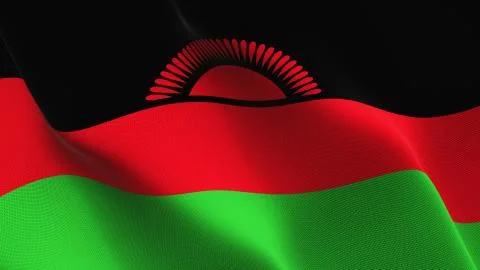 Malawi flag waving on wind. Stock Illustration