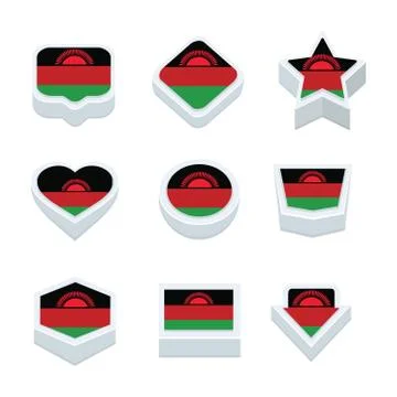 Malawi flags icons and button set nine styles Stock Illustration