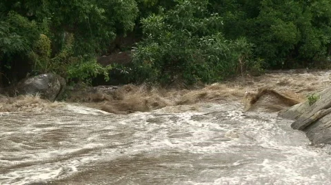 Malawi: flooded river after tropical rain storm 6 Stock Footage