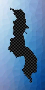 Malawi geometric map. Stencil shape of Malawi in low poly style. Attractive.. Illustrazione stock