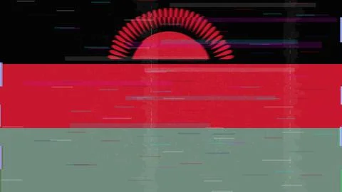Malawi Glitch Flag Vector - RGB Split Digital Video Frame Design Stock Illustration