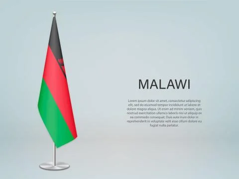 Malawi hanging flag on stand. Template forconference banner Stockillustratie