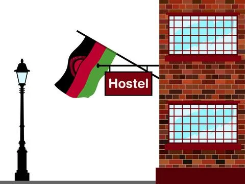 Malawi Hostels Vector Illustration Stock Illustration