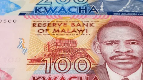 Malawi kwacha notes fast tracking. Malawian currency. Slider shot, low angle. 4K Video stock 126005605