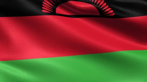 Malawi Looping Flag 4K, Seamless looping with highly detailed fabric texture Stock Footage 106595327