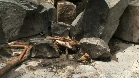 Malawi: making fire in fireplace Stock Footage 361927