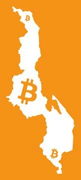 Malawi map with bitcoin crypto currency symbol illustration Stock Illustration