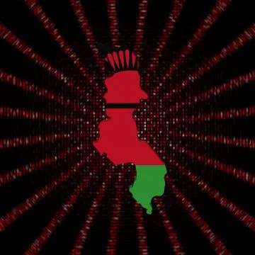 Malawi map flag on red hex code burst illustration Illustrazione stock