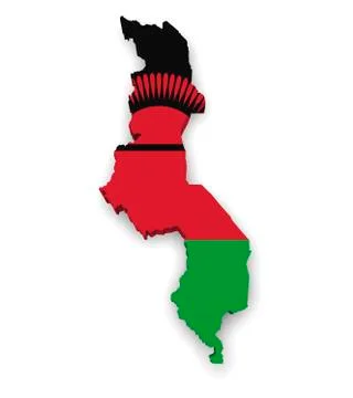 Malawi map flag shape Stock Illustration
