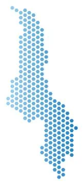 Malawi Map Hex-Tile Mosaic イラスト素材