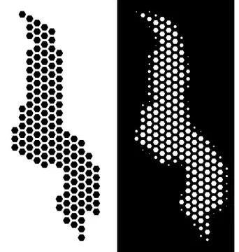 Malawi Map Hexagonal Scheme イラスト素材