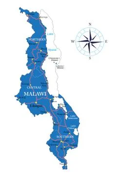 Malawi map Stock Illustration