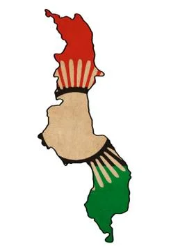 Malawi map on malawi  flag drawing ,grunge and retro flag series Stock Illustration