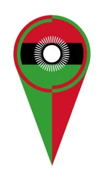 Malawi Map Pointer Location Flag 库存插图