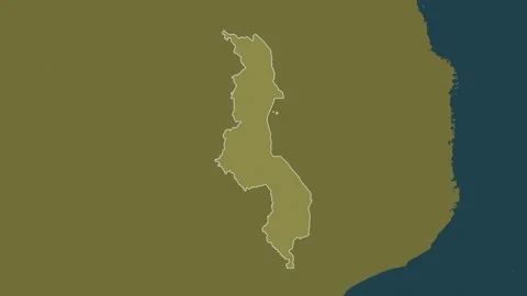 Malawi map - solid. Border. Pattern. Labels Stock Footage 321769089