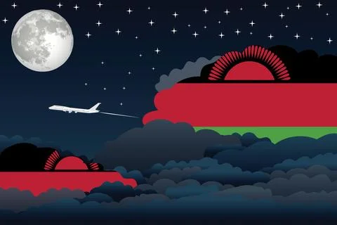 Malawi Night Clouds Airplane Vector Illustration Stock-Illustration