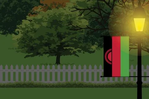 Malawi Night Trees Lamp Vector Illustration Stock Illustration