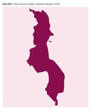 Malawi plain country map. Medium Details. Solid style. Shape of Malawi. Vec.. Stock Illustration