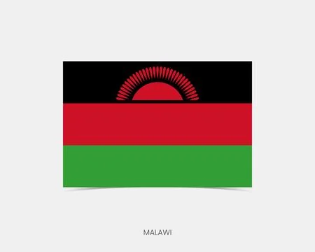 Malawi Rectangle flag icon with shadow. 스톡 일러스트