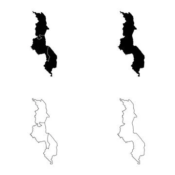 Malawi Region Outline and Solid Fill Map Set. 스톡 일러스트