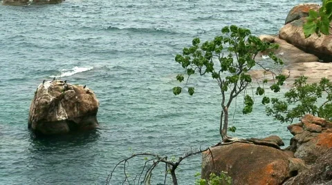 Malawi: rocks in a lake 2 Stock Footage 667716