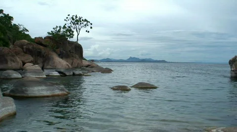 Malawi: rocks in a lake Stock Footage 362823