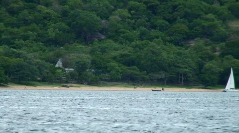 Malawi: sailing on a lake Stock Footage 363139