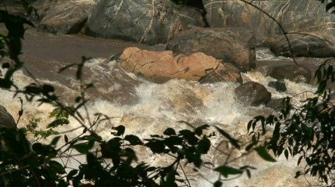 Malawi: stream of water in mountain river 2 Stock Footage 685886