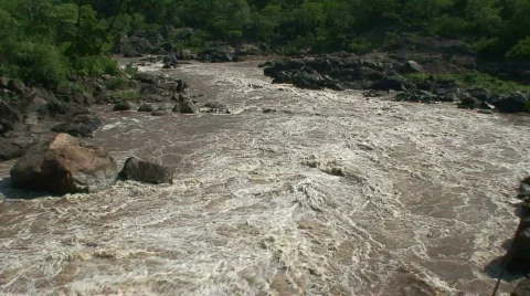 Malawi: stream of water in mountain river 4 Stock Footage 732563