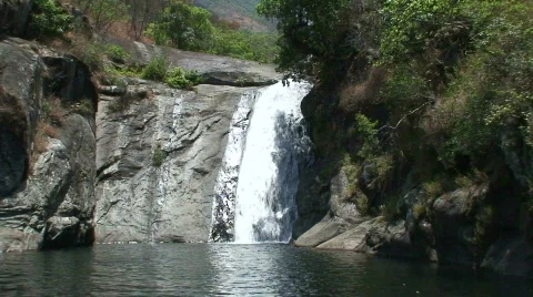 Malawi: waterfall in a dried river Stock Footage 289897