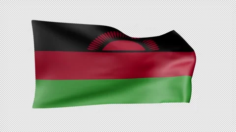 Malawi Waving Flag Transparent Alpha Stock Footage 274433884