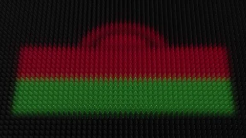 Malawian Flag Light Shining on Scrolling Bullets Stock Footage 313479333