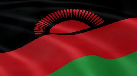 Malawian flag in the wind Stock Photos