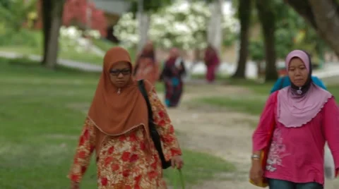 Malay Ladies Walking on USM Campus in Malaysia Stock Footage 49386445