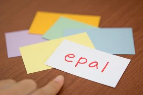 Malay; Learning New Language with the Flaish Card (Translation; Apple) Stock Photos