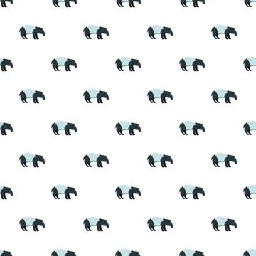 Malayan tapir seamless pattern repeating cartoon animal print Stock Illustration