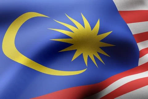 Malaysia 3d flag Stock Illustration