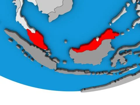 Malaysia on 3D globe Stock Illustration